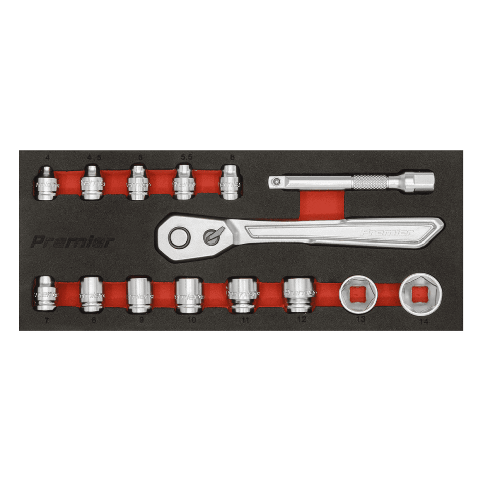 Low Profile Socket Set 15pc 1/4"Sq Drive Metric Model No-AK5783