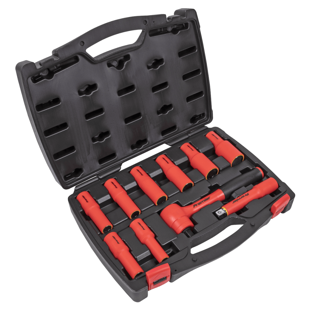 Insulated Socket Set 10pc 1/2"Sq Drive 6pt WallDrive, VDE Approved Model No-AK7943