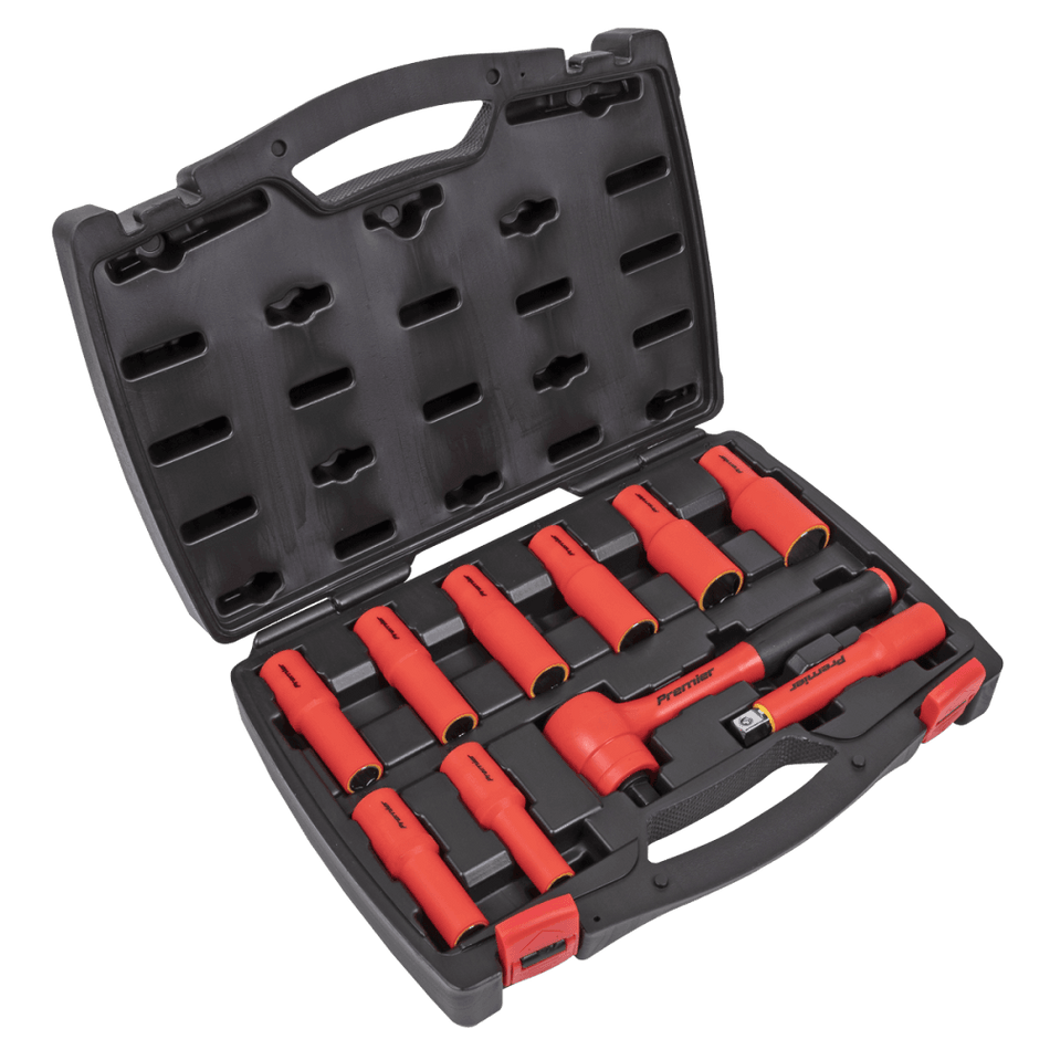 Insulated Socket Set 10pc 1/2"Sq Drive 6pt WallDrive, VDE Approved Model No-AK7943