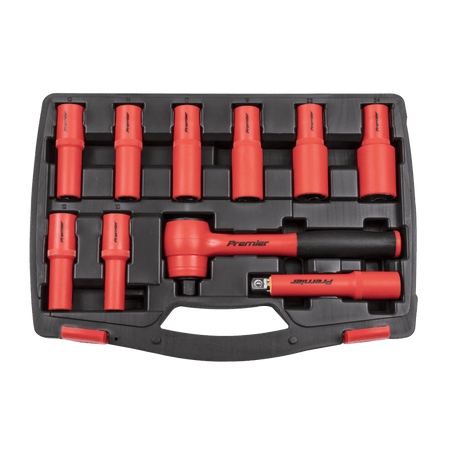 Insulated Socket Set 10pc 1/2"Sq Drive 6pt WallDrive, VDE Approved Model No-AK7943
