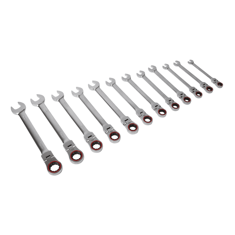 Flexi-Head Ratchet Combination Spanner Set 12pc Metric Model No-AK63942