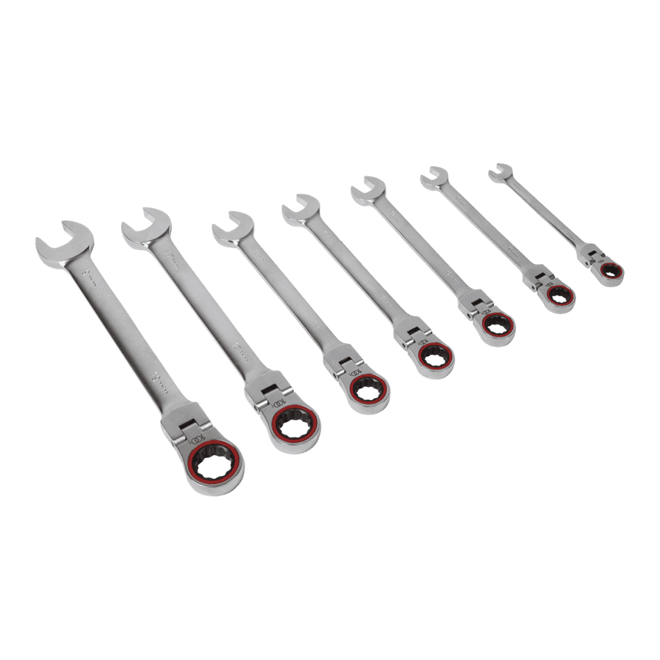 Flexi-Head Ratchet Combination Spanner Set 7pc Metric Model No-AK63943