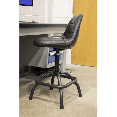 Premier Industrial Pneumatic Workshop Stool with Adjustable Height Swivel Seat & Back Rest : Model No-SCR01B