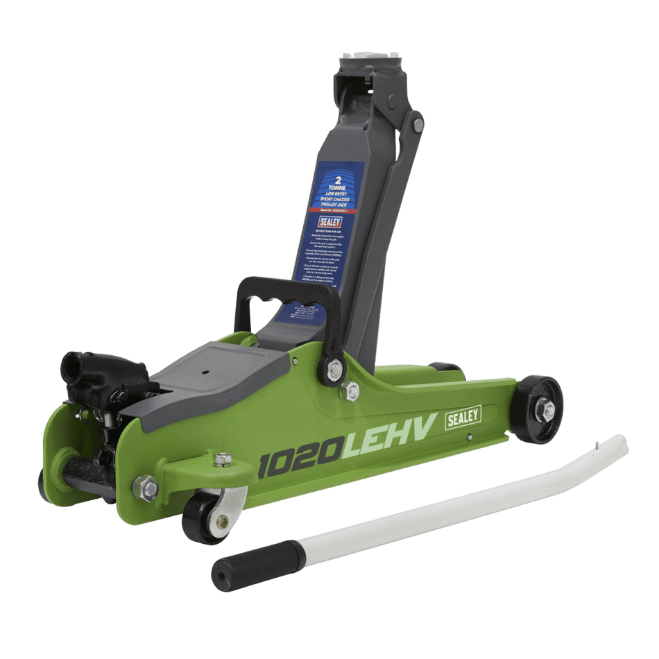 Trolley Jack 2tonne Low Entry Short Chassis - Hi-Vis Green Model No-1020LEHV