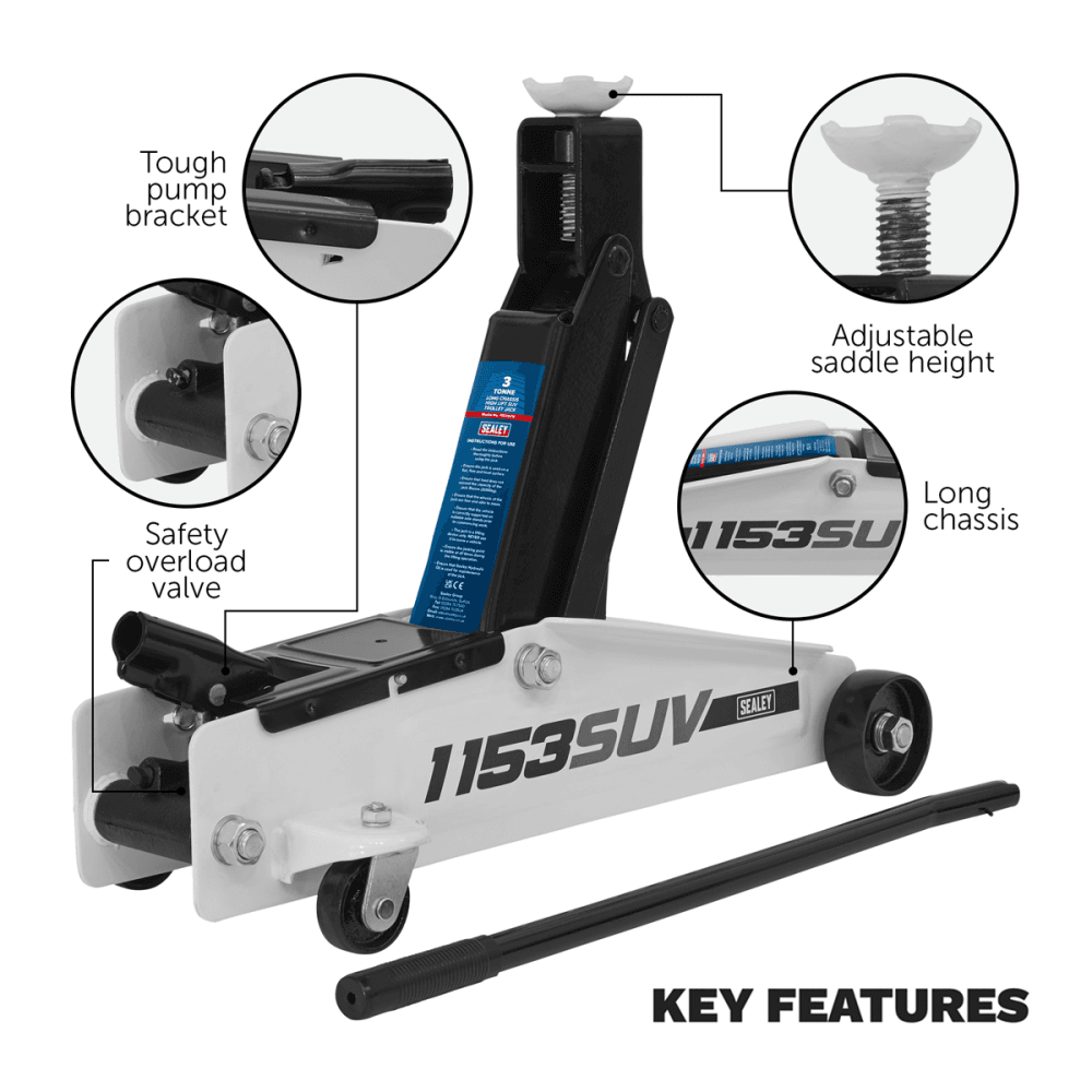 Long Chassis High Lift SUV Trolley Jack 3tonne Model No-1153SUV