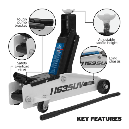 Long Chassis High Lift SUV Trolley Jack 3tonne Model No-1153SUV