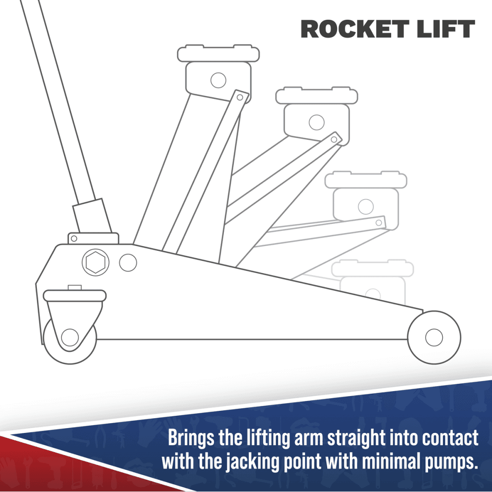 Viking Low Entry Long Reach Trolley Jack 2tonne with Rocket Lift Model No-2100TB