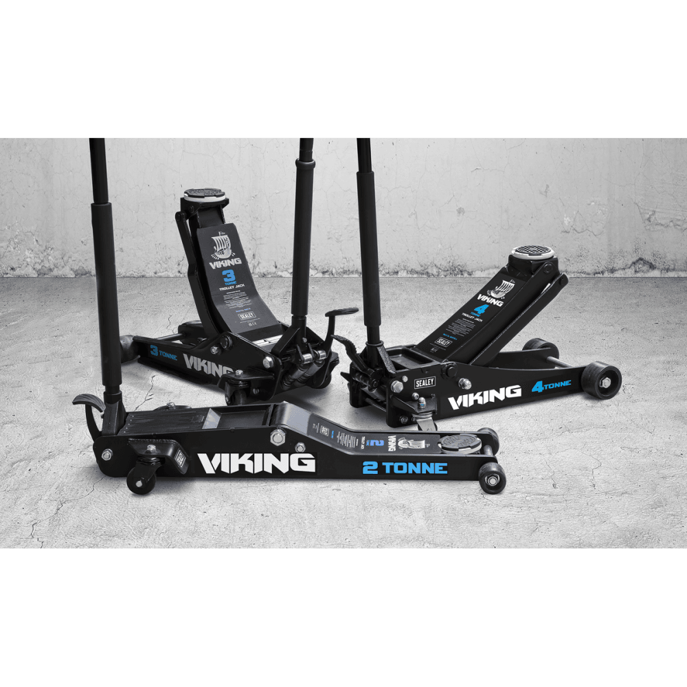 Viking 3tonne Low Entry Trolley Jack with Rocket Lift Model No-3100TB