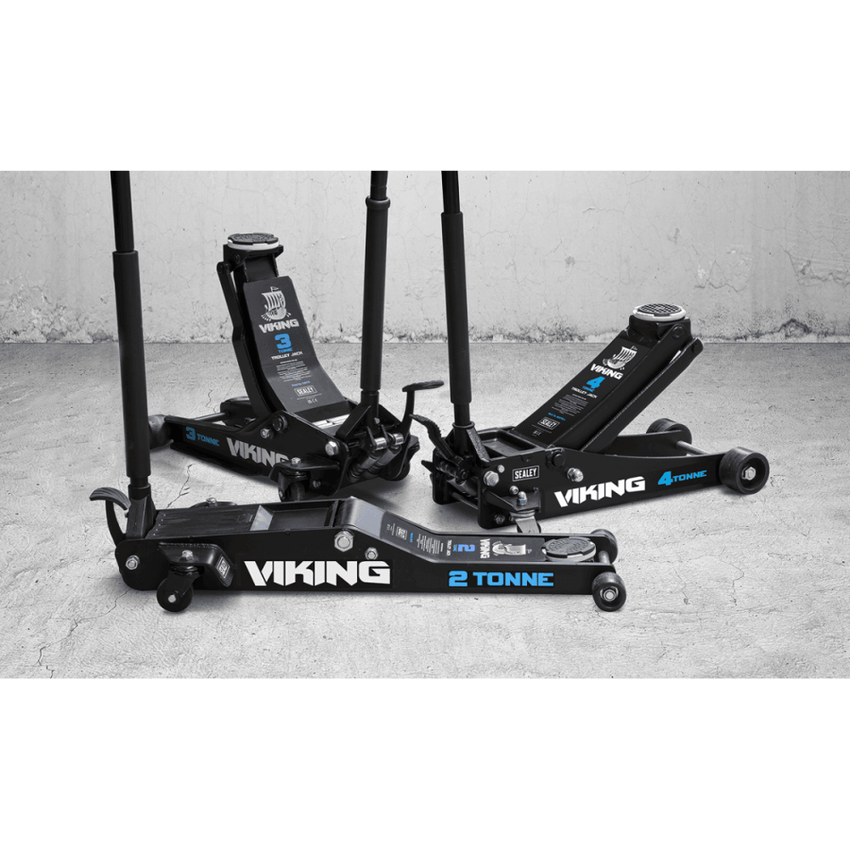 Viking 3tonne Low Entry Trolley Jack with Rocket Lift Model No-3100TB