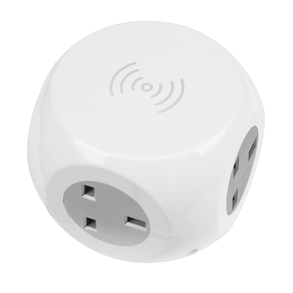Extension Cable Cube 1.4m 3 x 230V + 3 x USB Sockets & Wireless Charging Pad Model No-EL144WC