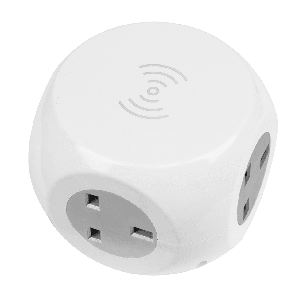 Extension Cable Cube 1.4m 3 x 230V + 3 x USB Sockets & Wireless Charging Pad Model No-EL144WC
