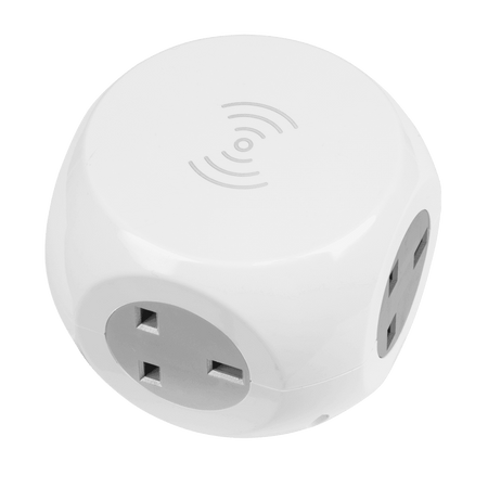 Extension Cable Cube 1.4m 3 x 230V + 3 x USB Sockets & Wireless Charging Pad Model No-EL144WC