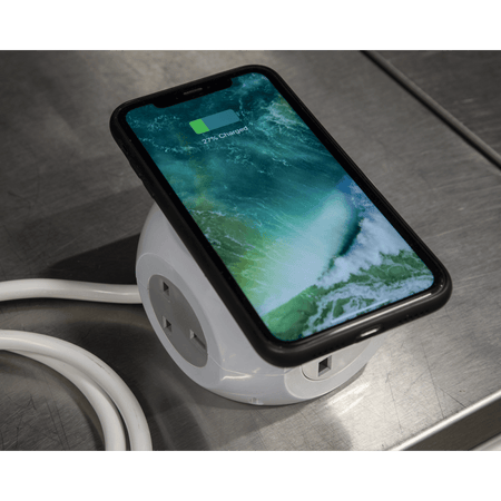 Extension Cable Cube 1.4m 3 x 230V + 3 x USB Sockets & Wireless Charging Pad Model No-EL144WC