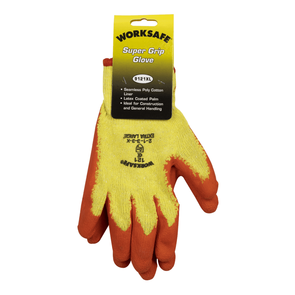 Super Grip Knitted Gloves Latex Palm (X-Large) - Pair Model No-9121XL