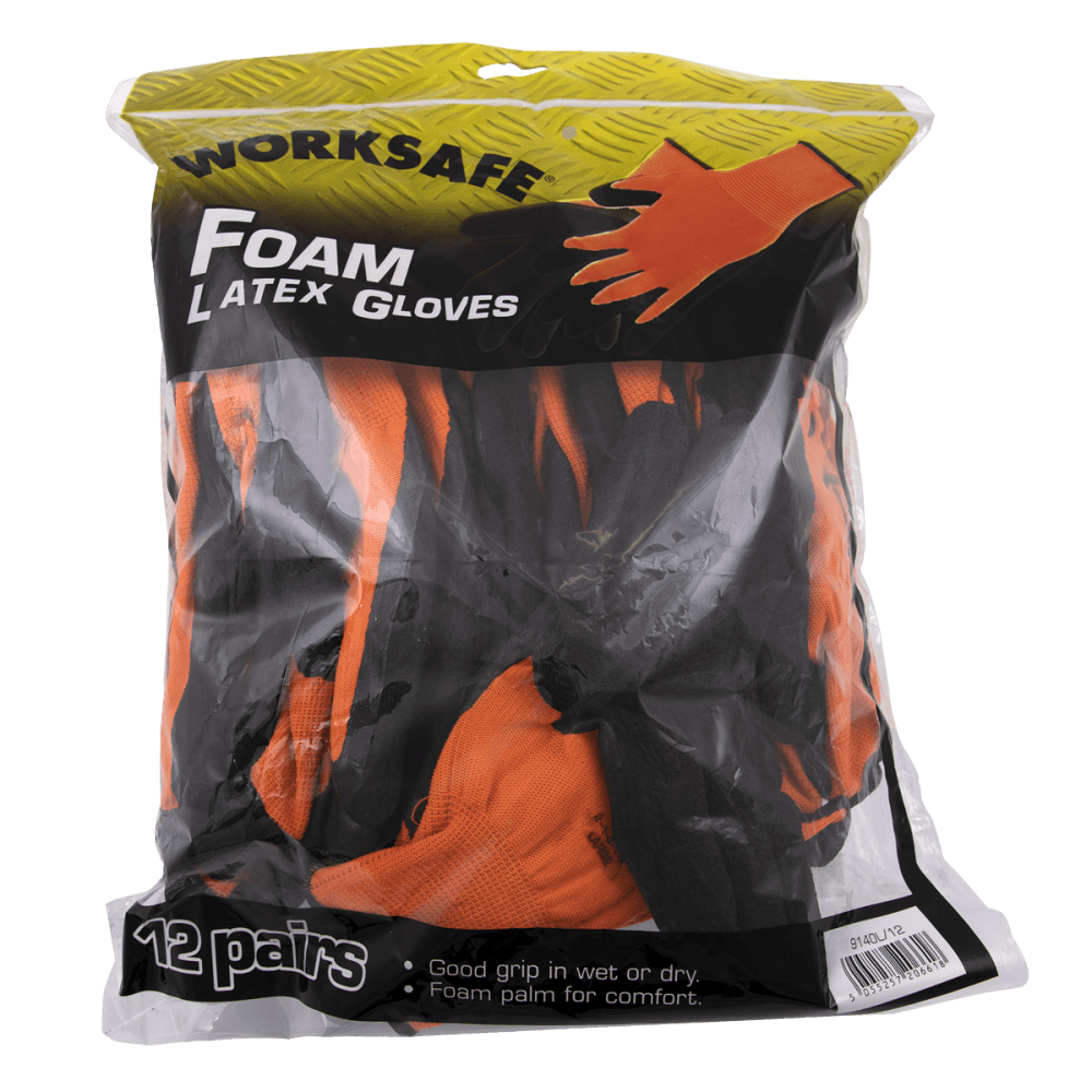 Foam Latex Gloves (Large) - Pack of 12 Pairs Model No-9140L/12