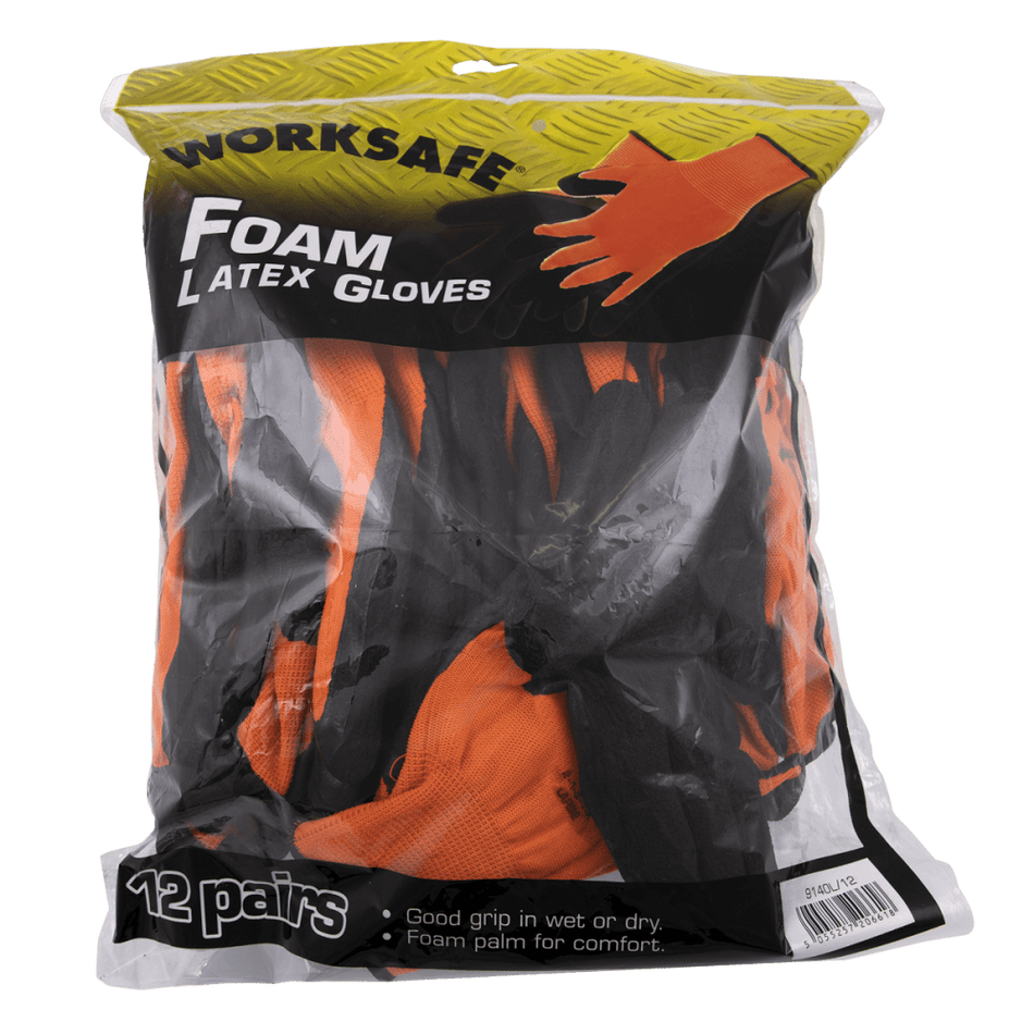 Foam Latex Gloves (Large) - Pack of 12 Pairs Model No-9140L/12