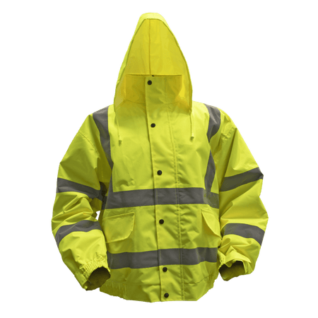 Hi-Vis Yellow Jacket with Quilted Lining & Elasticated Waist - Large Model No-802L