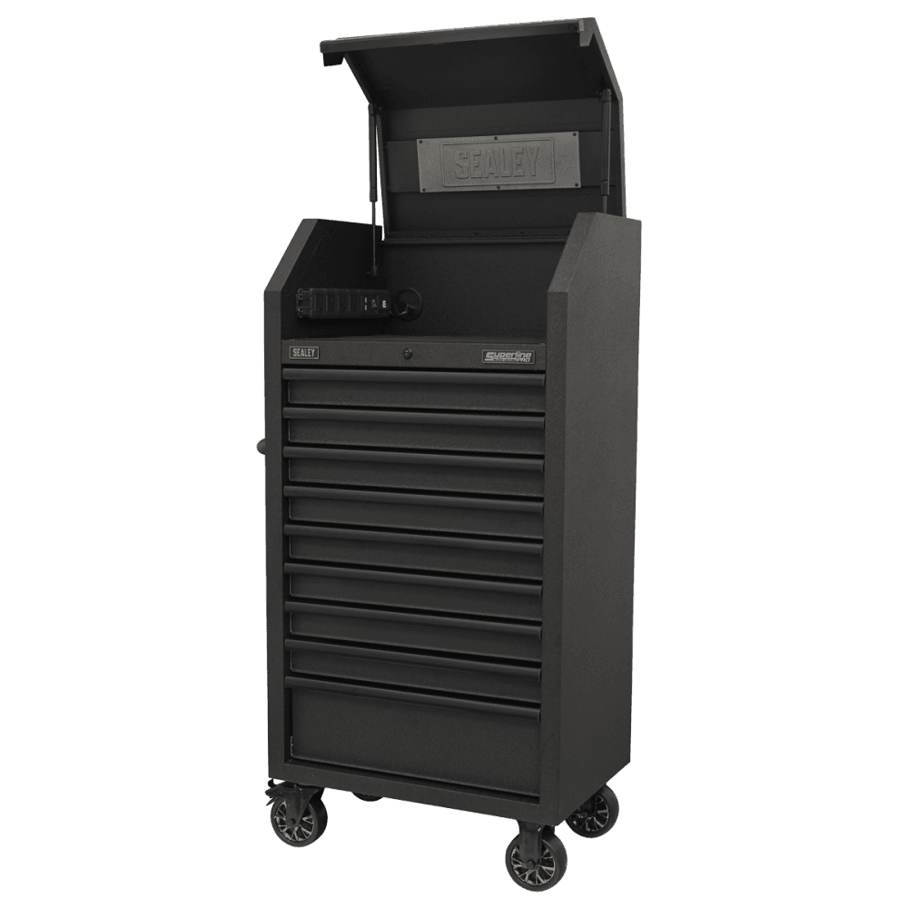 Superline PRO® Black Edition Tower Cabinet with 9 Soft Close Drawers & Power Bar 690mm : Model No-AP2709BE