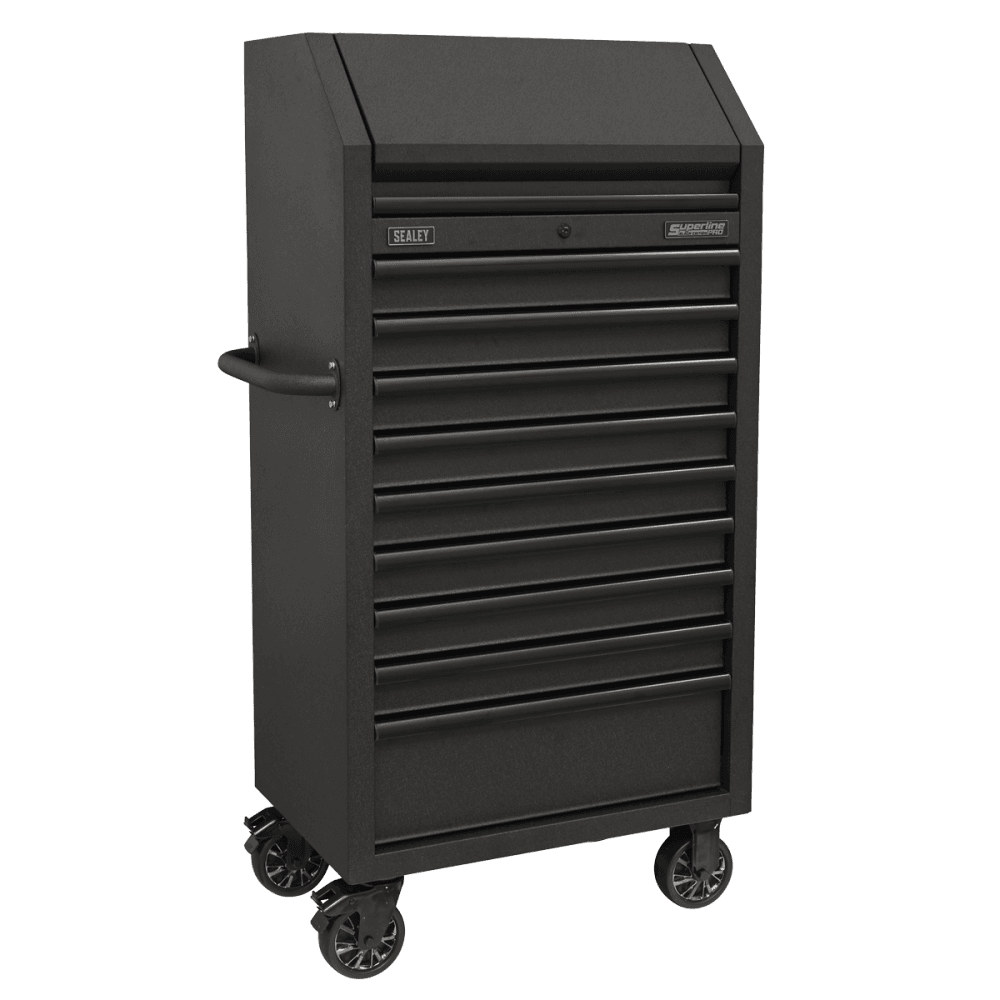 Superline PRO® Black Edition Tower Cabinet with 9 Soft Close Drawers & Power Bar 690mm : Model No-AP2709BE