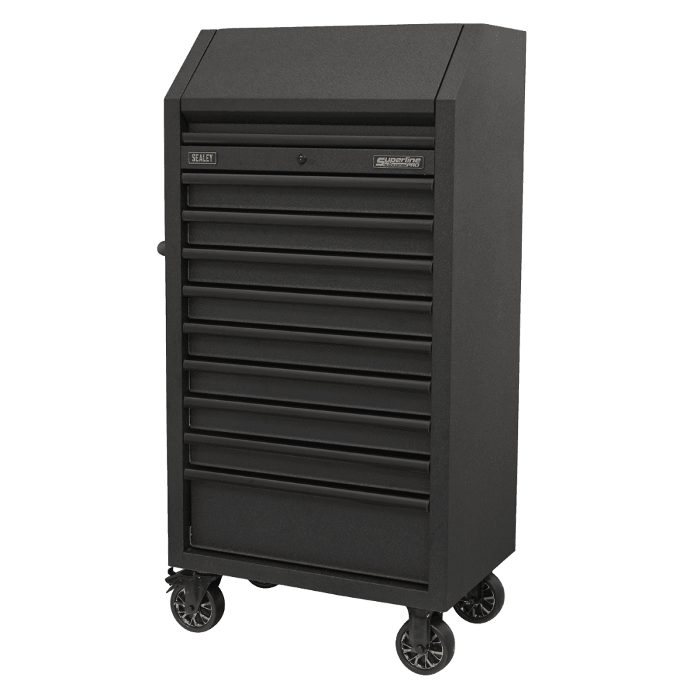 Superline PRO® Black Edition Tower Cabinet with 9 Soft Close Drawers & Power Bar 690mm : Model No-AP2709BE