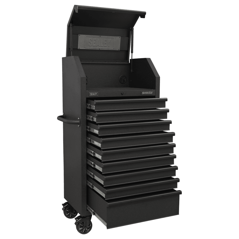 Superline PRO® Black Edition Tower Cabinet with 9 Soft Close Drawers & Power Bar 690mm : Model No-AP2709BE