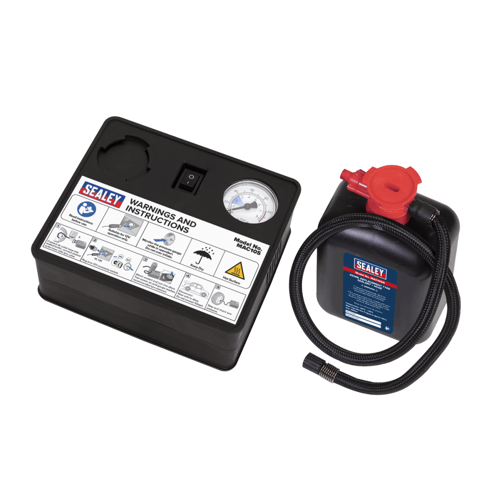 Tyre Inflator 12V + Emergency Puncture Sealant Kit Model No-MAC10S