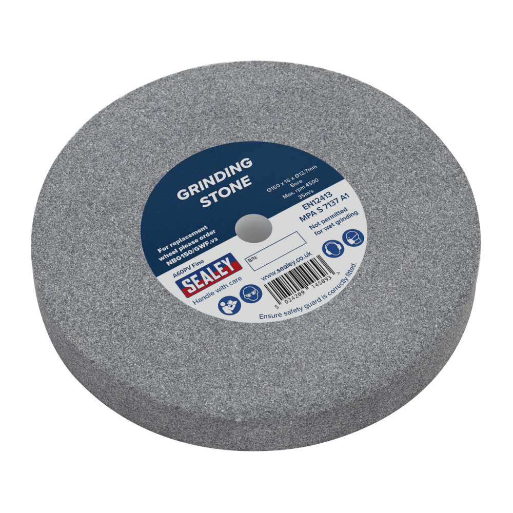 Sealey Grinding Stone 150 x 16mm 13mm Bore A60P Fine Model No-NBG150/GWF