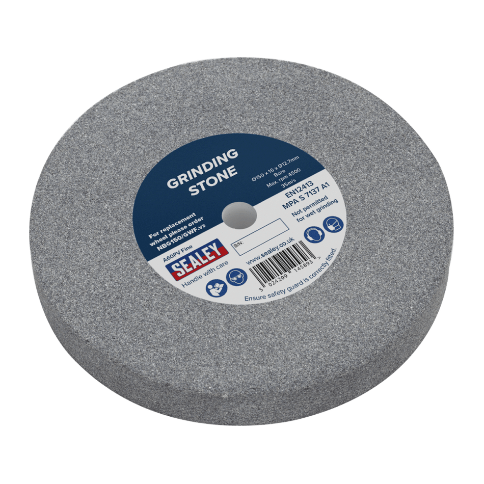 Sealey Grinding Stone 150 x 16mm 13mm Bore A60P Fine Model No-NBG150/GWF