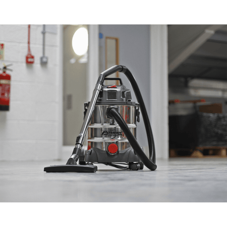 Sealey Vacuum Cleaner Industrial Wet & Dry 20ltr 1250W/230V Stainless Bin Model No-PC200SD