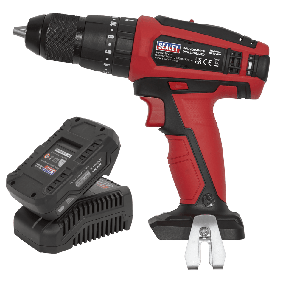 Sealey Hammer Drill/Driver Ã‡?13mm 20V 2Ah Lithium-ion Model No CP20VDDKIT1