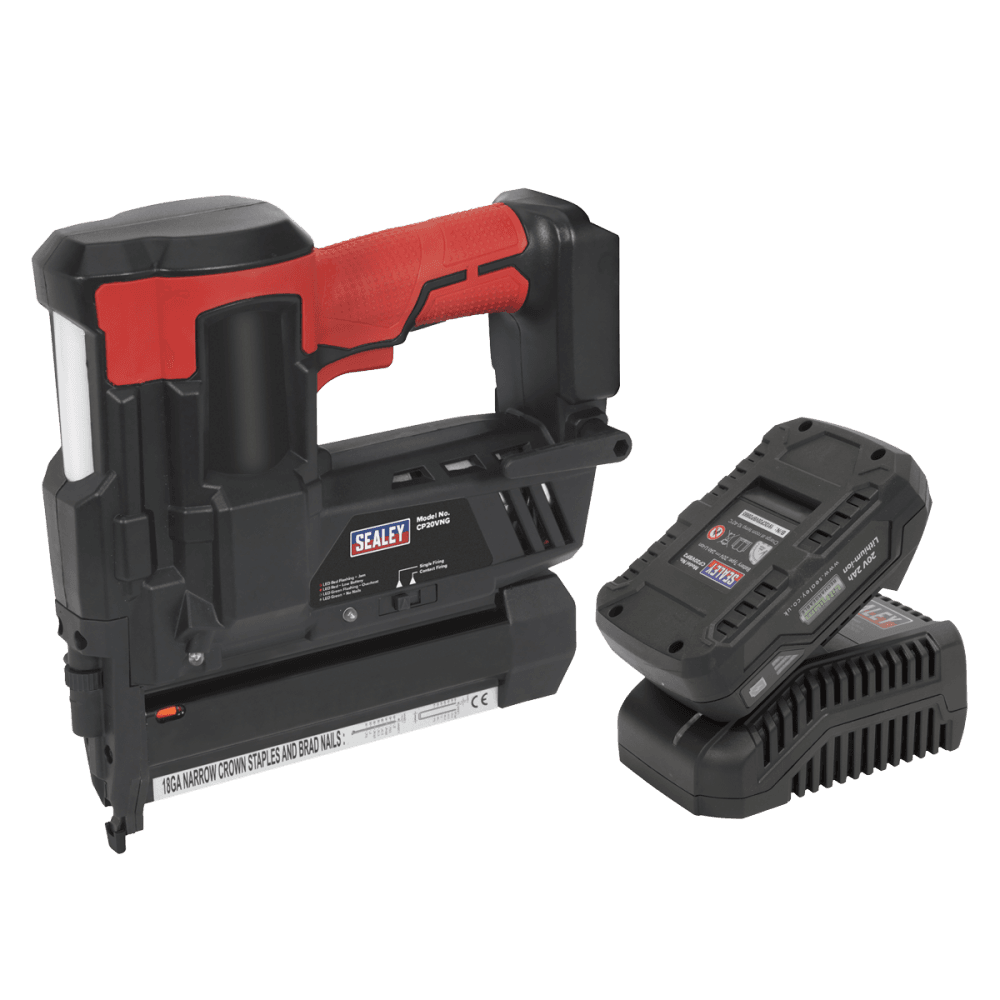 Sealey Cordless Nail/Staple Gun 18G 20V 2Ah Lithium-ion Model No CP20VNGKIT1