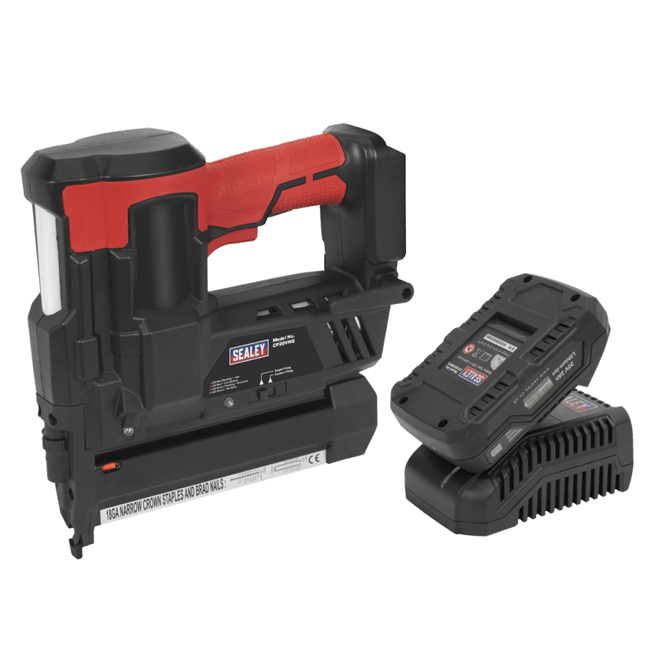Sealey Cordless Nail/Staple Gun 18G 20V 2Ah Lithium-ion Model No CP20VNGKIT1