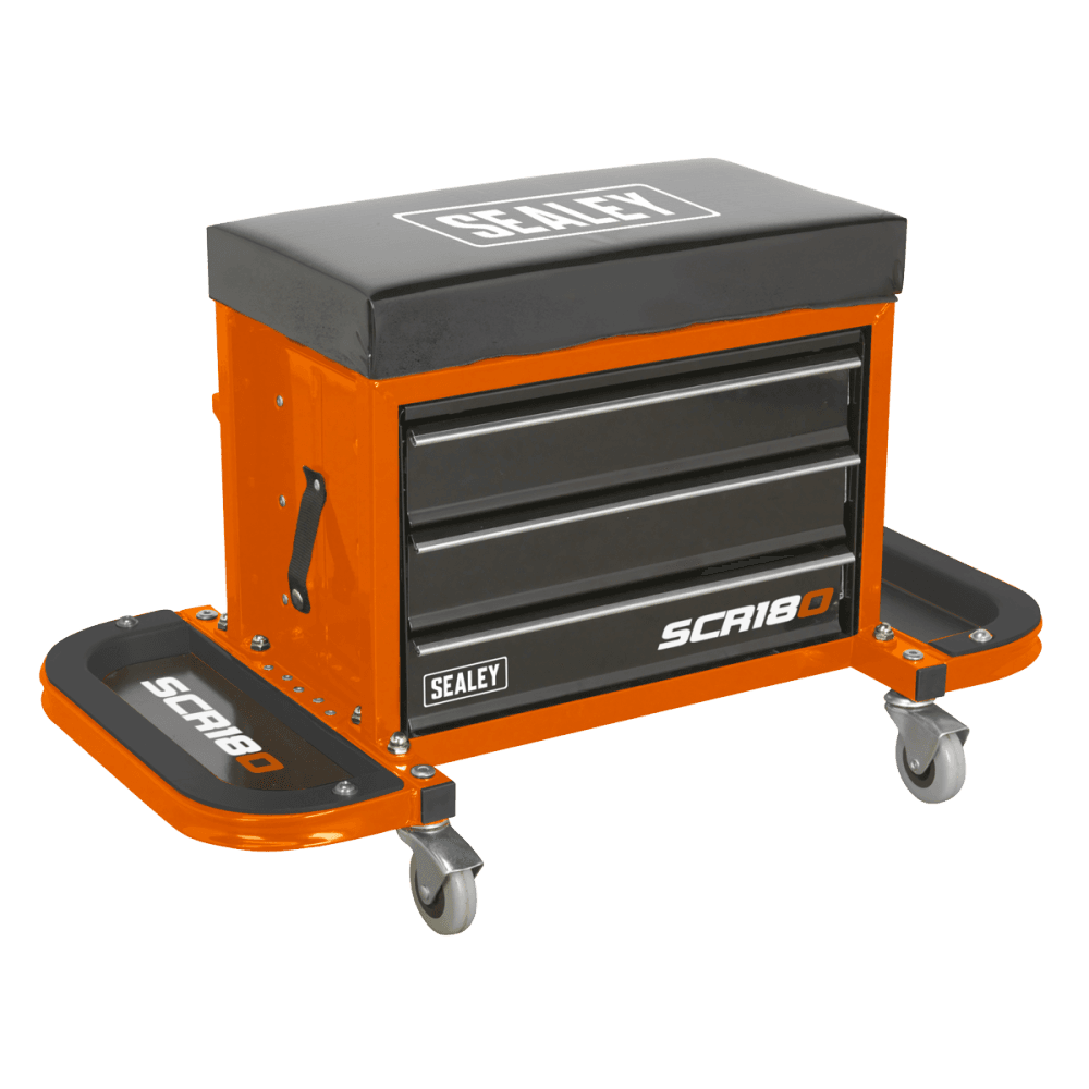 Sealey Mechanic's Utility Seat & Toolbox - Orange Model No SCR18O
