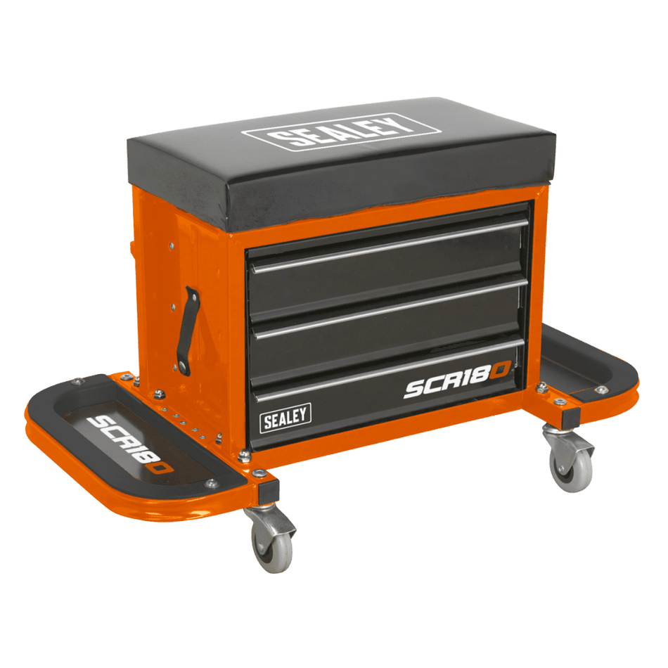Sealey Mechanic's Utility Seat & Toolbox - Orange Model No SCR18O