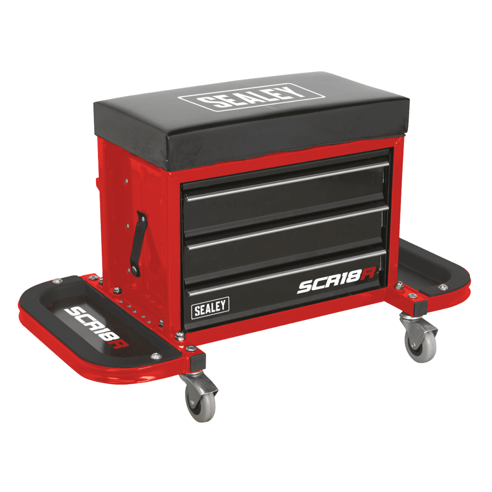 Sealey Mechanic's Utility Seat & Toolbox - Red Model No SCR18R
