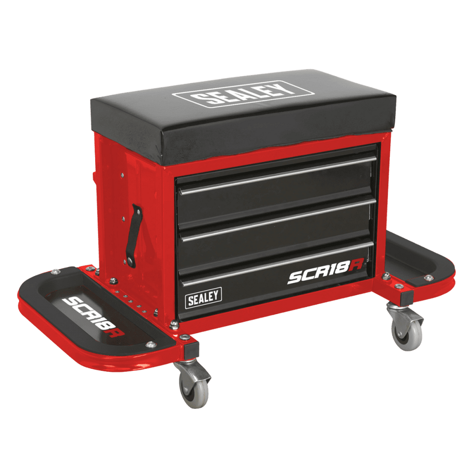 Sealey Mechanic's Utility Seat & Toolbox - Red Model No SCR18R