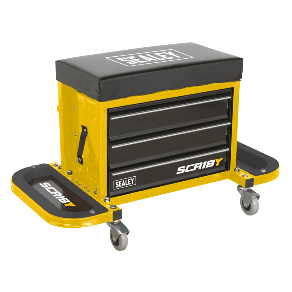 Sealey Mechanic's Utility Seat & Toolbox - Yellow Model No SCR18Y