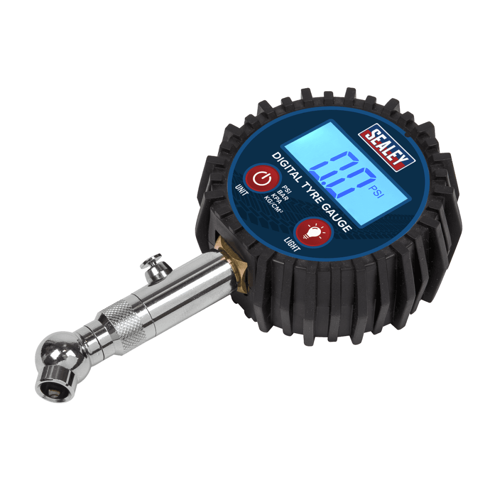 Sealey Digital Tyre Pressure Gauge with Swivel Head & Quick Release Model No TST001
