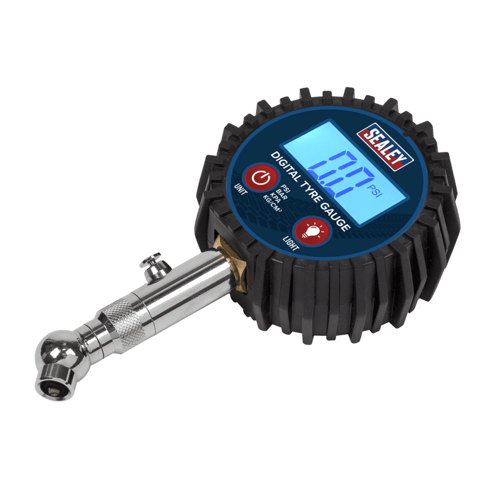 Sealey Digital Tyre Pressure Gauge with Swivel Head & Quick Release Model No TST001