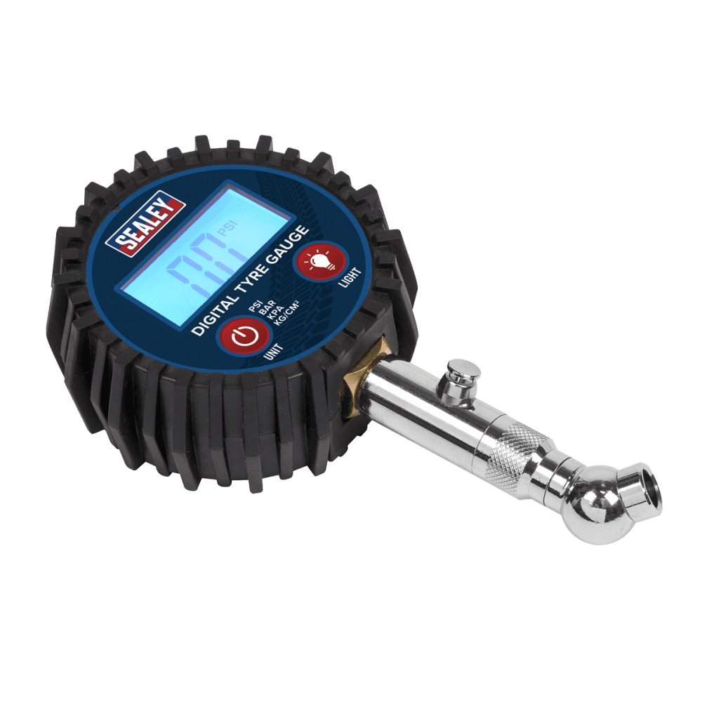 Sealey Digital Tyre Pressure Gauge with Swivel Head & Quick Release Model No TST001