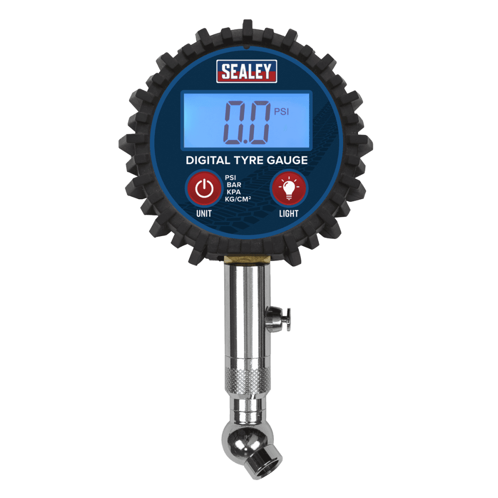 Sealey Digital Tyre Pressure Gauge with Swivel Head & Quick Release Model No TST001