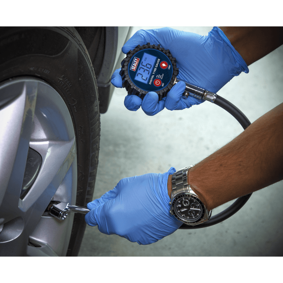 Sealey Digital Tyre Pressure Gauge with Twin Push-On Connector Model No TST003