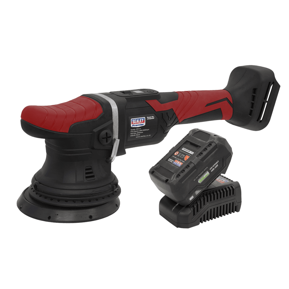 Sealey Premier SV20 Series 125mm Cordless Orbital Polisher Kit 20V 4Ah Model No- CP20VOPKIT