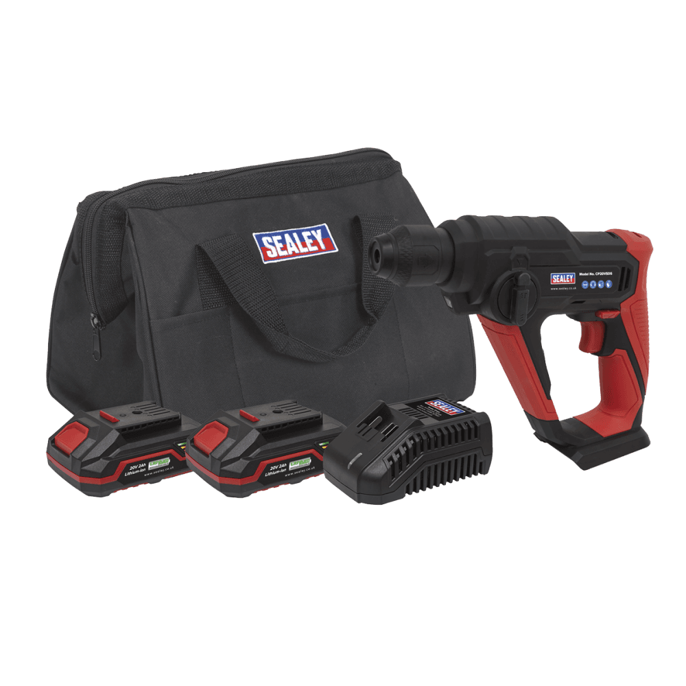 Sealey Cordless Rotary Hammer Drill Kit 20V SDS Plus - 2 Batteries Model No- CP20VSDSKIT