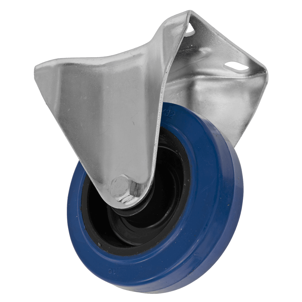 Sealey Heavy-Duty Blue Elastic Rubber Fixed Castor Wheel 100mm - Trade Model No- SCW3100FPEM