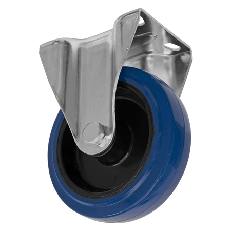 Sealey Heavy-Duty Blue Elastic Rubber Fixed Castor Wheel 125mm - Trade Model No- SCW3125FPEM