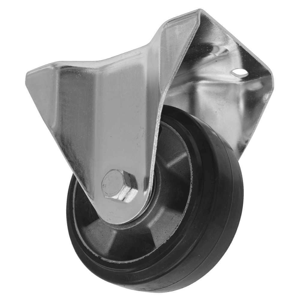Sealey Heavy-Duty Rubber Fixed Plate Castor Wheel 125mm - Trade Model No- SCW5125FPEM