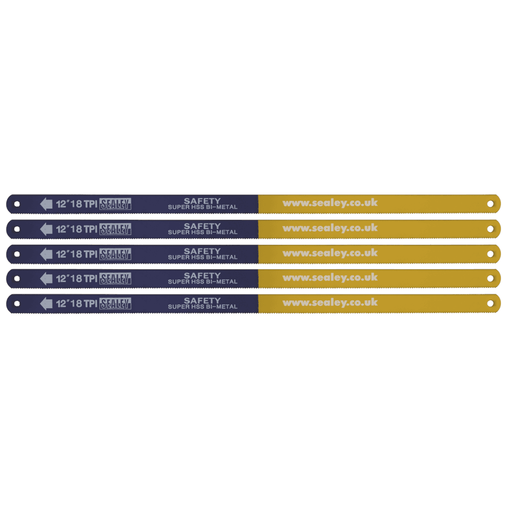 Sealey Hacksaw Blade 300mm HSS Bi-Metal 18tpi Pack of 5 Model No- HSB0518