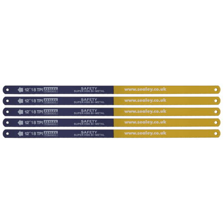 Sealey Hacksaw Blade 300mm HSS Bi-Metal 18tpi Pack of 5 Model No- HSB0518