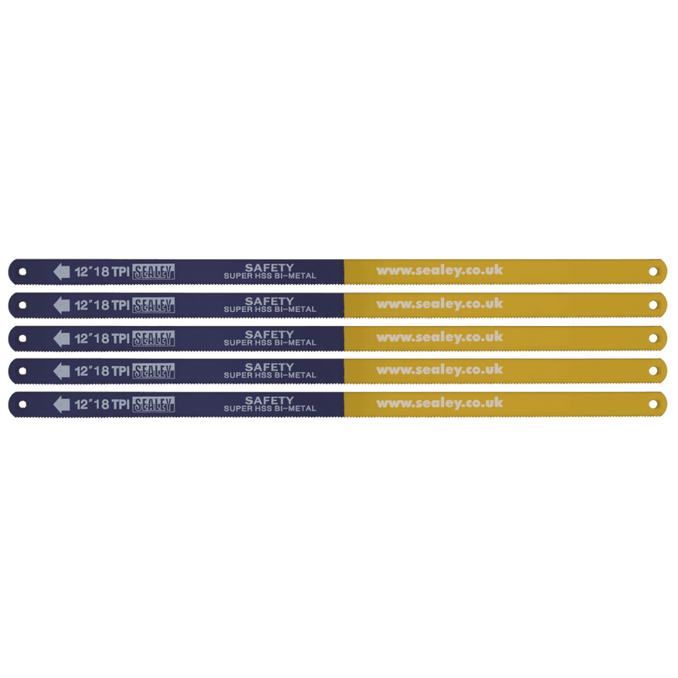 Sealey Hacksaw Blade 300mm HSS Bi-Metal 18tpi Pack of 5 Model No- HSB0518